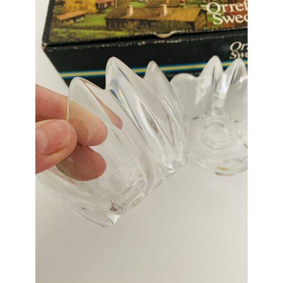 Vintage Orrefors Sweden Pair of Dish Taper Candleholders 4304 Lars Hellsten - Picture 8 of 12